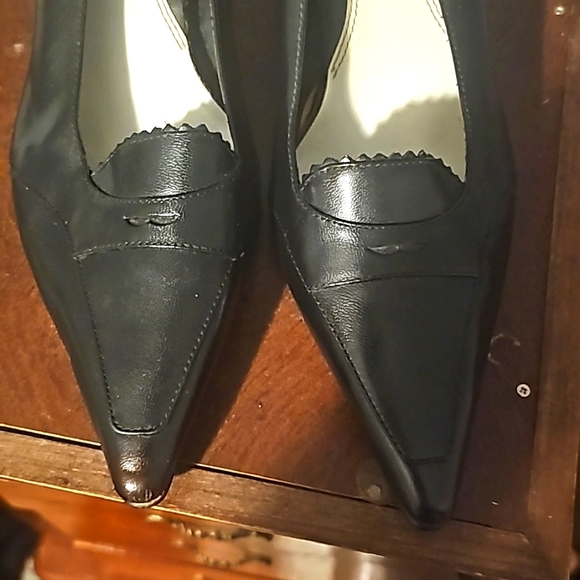 NWOT, Merona Designer Genuine Leather Shoes, Sz 8, Black, Low Heel 2" Pointy Toe - Picture 7 of 10